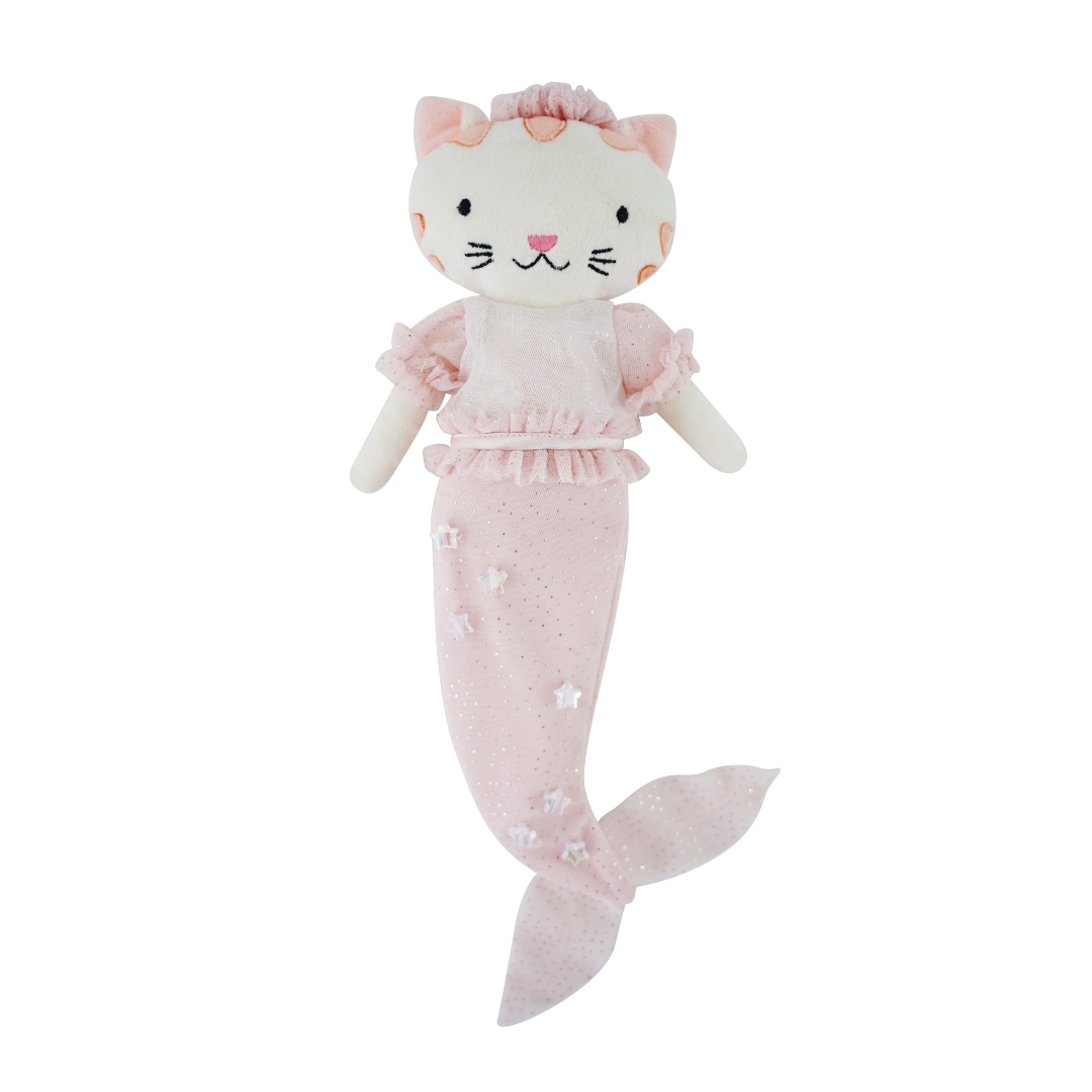 Coral Mermaid Cat Doll